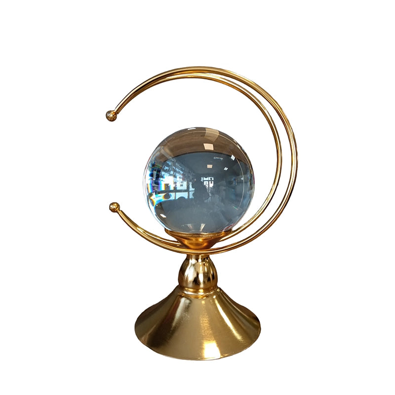 Obiect decorativ din metal cu sfera din sticla