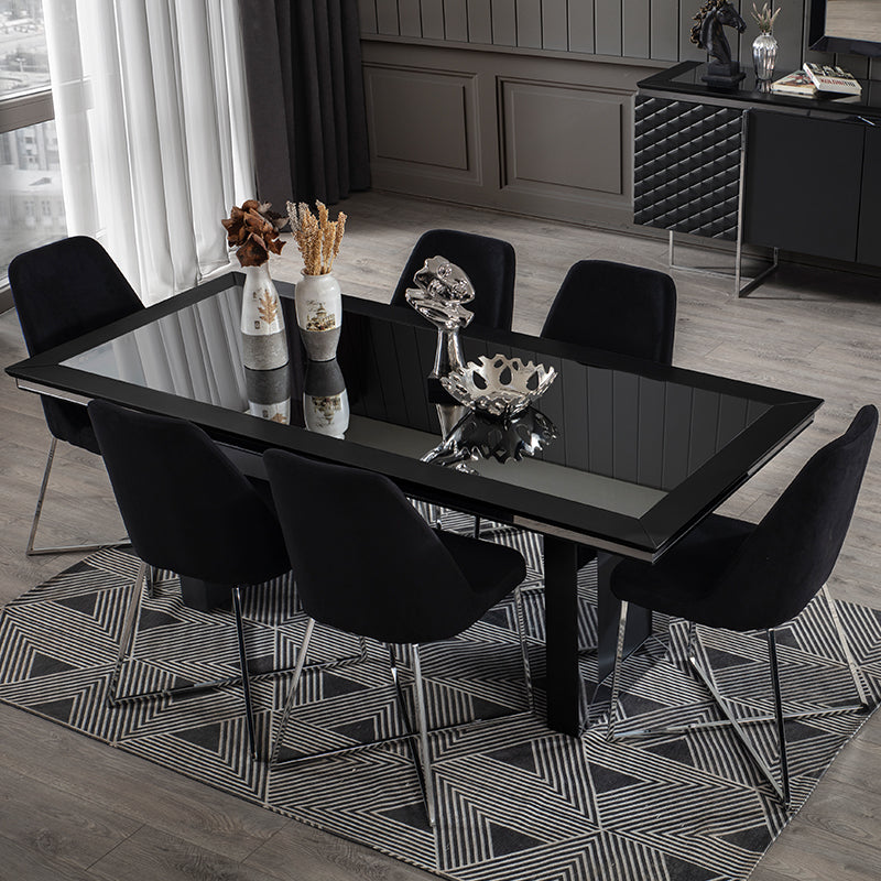 Set Dining cu 6 scaune Metalica Negru